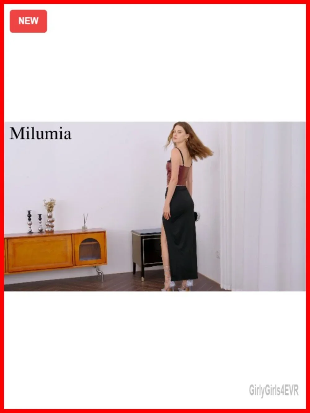 High Slit Asymmetrical Maxi Skirt High Waisted Twist Front Women's